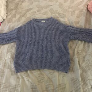 Dreamers Grey-Blue Crew Neck Sweater Chunky Knit
